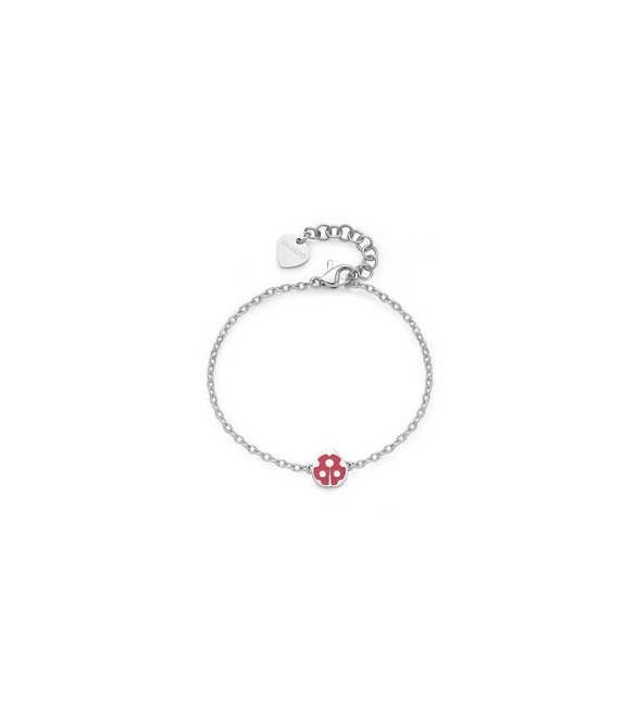 Bracciale Donna Gioielli Sagapò Click in acciaio con Coccinella e smalto rosso sck266