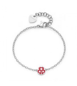 Bracciale Donna Gioielli Sagapò Click in acciaio con Coccinella e smalto rosso sck266