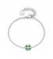Bracciale Donna Gioielli Sagapò Click in acciaio con Quadrifoglio e smalto verde sck260