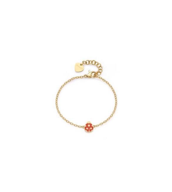 Bracciale Donna Gioielli Sagapò Click in acciaio dorato con Coccinella e smalto rosso sck267