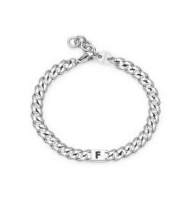 Bracciale Uomo Gioielli Sagapò Monogram in acciaio e iniziale F smg16