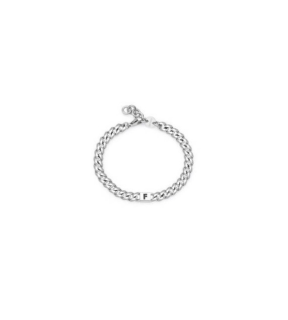 Bracciale Uomo Gioielli Sagapò Monogram in acciaio e iniziale F smg16
