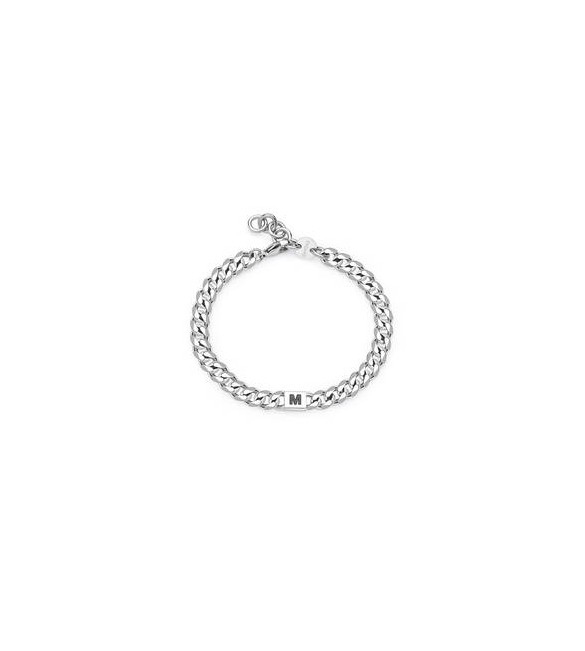 Bracciale Uomo Gioielli Sagapò Monogram in acciaio e iniziale M smg23