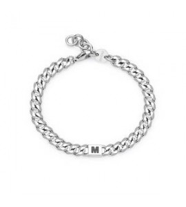 Bracciale Uomo Gioielli Sagapò Monogram in acciaio e iniziale M smg23