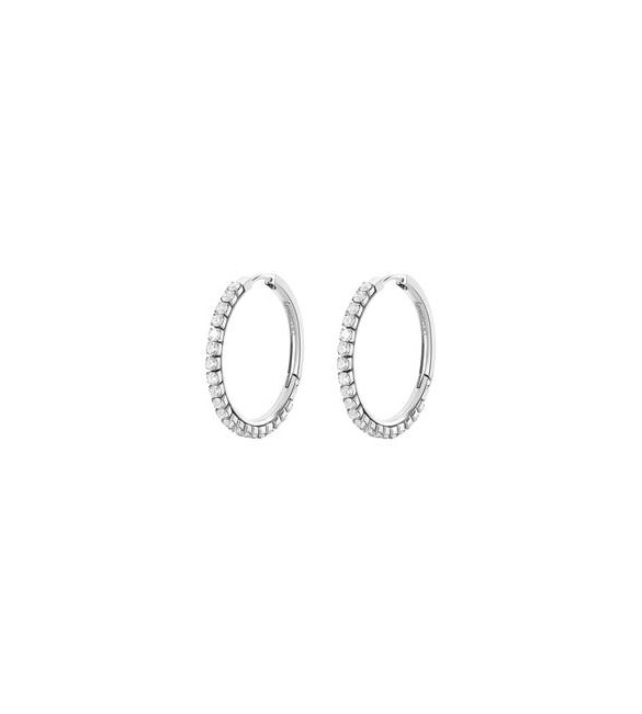 Orecchini Cerchietto Donna Gioielli Brosway Desideri in acciaio con zirconi bianchi mm 32 beie014
