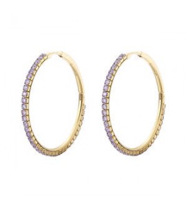 Orecchini Cerchietto Donna Gioielli Brosway Desideri in acciaio dorato con zirconi ametista mm 46 beie026