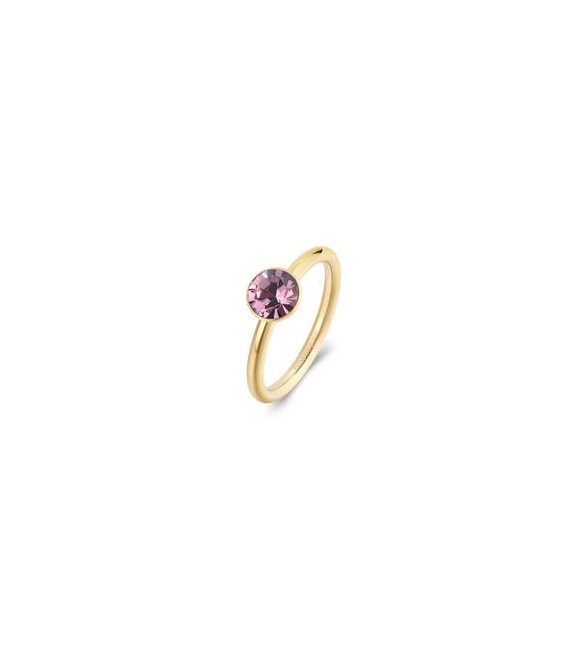 Anello Donna Gioielli Brosway Symphonia in acciaio dorato e cristallo light amethyst mis 16 bym186c