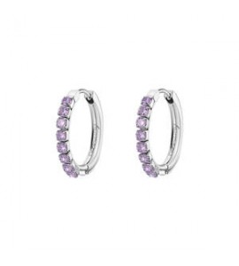 Orecchini Cerchietto Donna Gioielli Brosway Desideri in acciaio con zirconi ametista mm 21 beie021