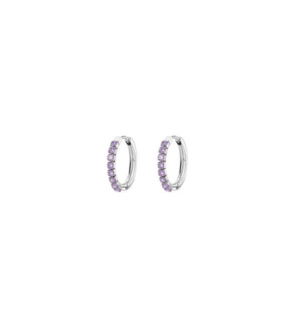 Orecchini Cerchietto Donna Gioielli Brosway Desideri in acciaio con zirconi ametista mm 21 beie021