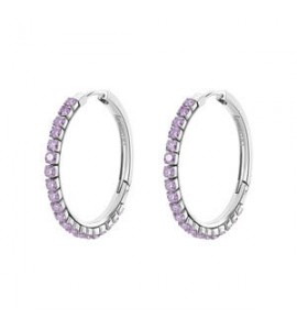 Orecchini Cerchietto Donna Gioielli Brosway Desideri in acciaio con zirconi ametista mm 32 beie023