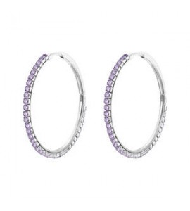 Orecchini Cerchietto Donna Gioielli Brosway Desideri in acciaio con zirconi ametista mm 46 beie025