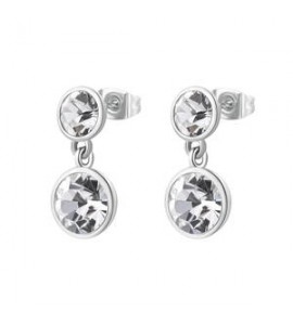 Orecchini Donna Gioielli Brosway Symphonia in acciaio con cristalli bianchi bym172
