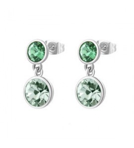 Orecchini Donna Gioielli Brosway Symphonia in acciaio con cristalli chrysolite e erinite bym175