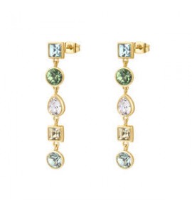 Orecchini Donna Gioielli Brosway Symphonia in acciaio dorato cristalli crystal chrysolite bym182