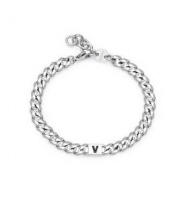 Bracciale Uomo Gioielli Sagapò Monogram in acciaio e iniziale V smg31