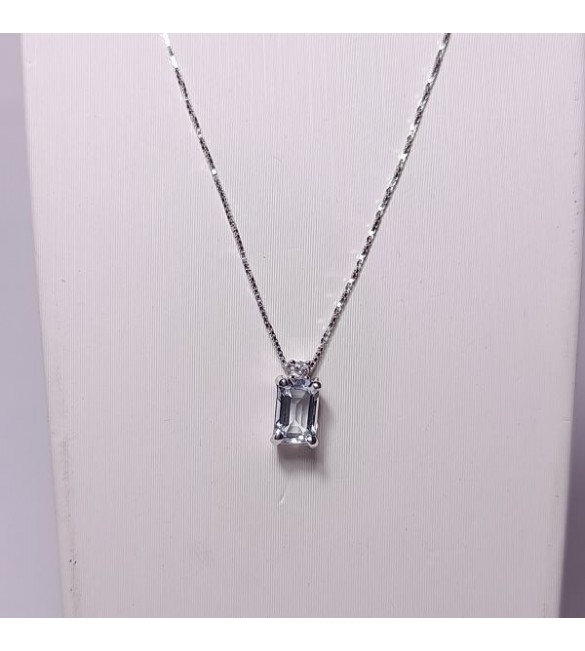 Collana Donna Gioielli Davite & Delucchi in Oro Bianco Diamanti Acquamarina ct 0,60 clnm00296