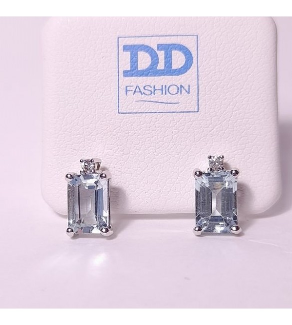 Orecchini Donna Gioielli Davite & Delucchi in Oro Bianco Diamanti Acquamarina ct 1,80 bam000236