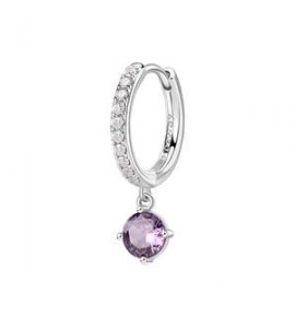 Mono Orecchino cerchietto Gioielli Fancy by Brosway in argento zircone ametista mm 25 fmp87