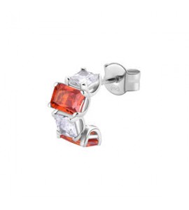 Mono Orecchino Cerchietto Gioielli Fancy by Brosway in argento zircone baguette bianco e arancione fvo08