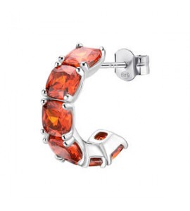 Mono Orecchino Cerchietto Gioielli Fancy by Brosway in argento zircone cushion arancione fvo10