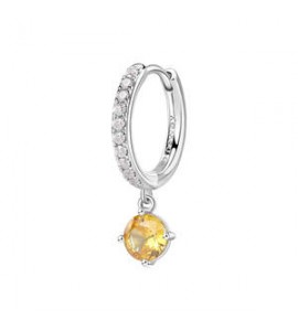 Mono Orecchino cerchietto Gioielli Fancy by Brosway in argento zircone giallo mm 25 fey75