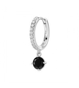 Mono Orecchino cerchietto Gioielli Fancy by Brosway in argento zircone nero mm 25 fmb86