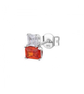 Mono Orecchino Gioielli Fancy by Brosway in argento zircone baguette bianco e arancione fvo06