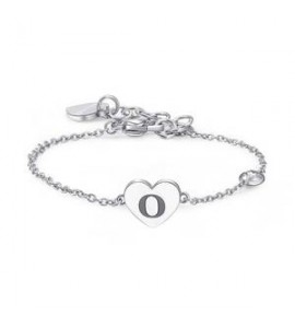 Bracciale Donna Gioielli Sagapò Click in acciaio con Cuore e iniziale O sck132