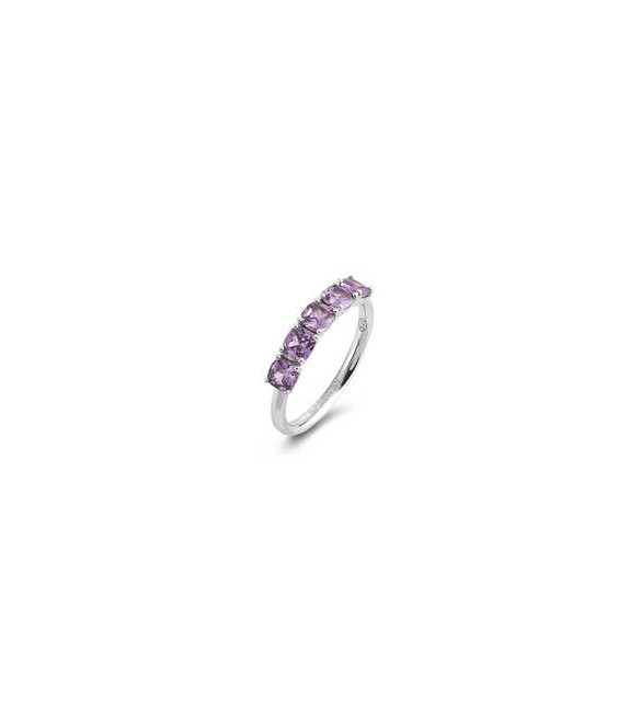 Anello Gioielli Fancy by Brosway in argento 5 zirconi cushion ametista misura 18 fmp24e
