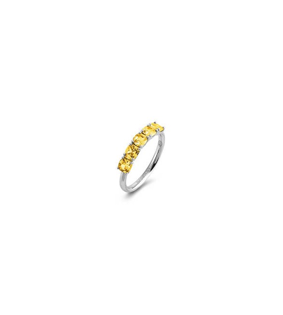 Anello Gioielli Fancy by Brosway in argento 5 zirconi cushion giallo misura 12 fey14b