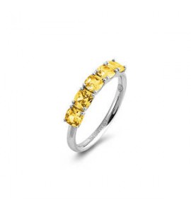 Anello Gioielli Fancy by Brosway in argento 5 zirconi cushion giallo misura 20 fey14f