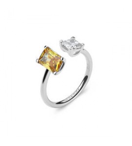Anello Gioielli Fancy by Brosway in argento zirconi baguette bianco e giallo misura 16 fey13c