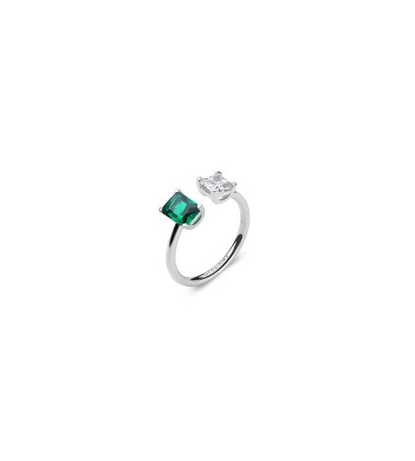Anello Gioielli Fancy by Brosway in argento zirconi baguette bianco e verde misura 8 flg09a