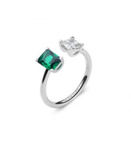 Anello Gioielli Fancy by Brosway in argento zirconi baguette bianco e verde misura 8 flg09a