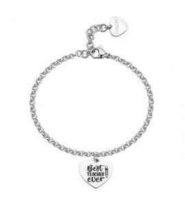 Bracciale Donna Gioielli Sagapò Be My Family in acciaio con Cuore e incisione Best Teacher sby045