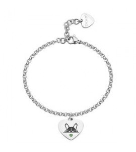 Bracciale Donna Gioielli Sagapò Be My Family in acciaio con Cuore e incisione Cane sby043