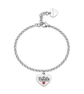 Bracciale Donna Gioielli Sagapò Be My Family in acciaio con Cuore e incisione Family is forever sby037
