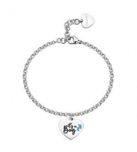 Bracciale Donna Gioielli Sagapò Be My Family in acciaio con Cuore e incisione It\'a a Boy sby039
