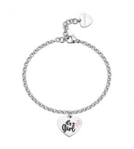 Bracciale Donna Gioielli Sagapò Be My Family in acciaio con Cuore e incisione It\'a a Girl sby040