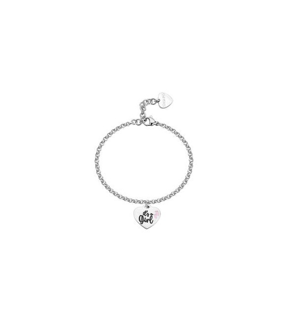 Bracciale Donna Gioielli Sagapò Be My Family in acciaio con Cuore e incisione It\'a a Girl sby040