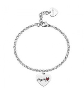 Bracciale Donna Gioielli Sagapò Be My Family in acciaio con Cuore e incisione Mom sby034