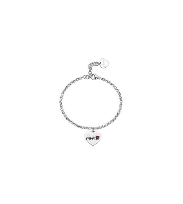 Bracciale Donna Gioielli Sagapò Be My Family in acciaio con Cuore e incisione Mom sby034