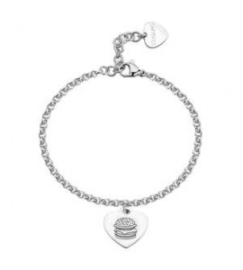 Bracciale Donna Gioielli Sagapò Be My Family in acciaio con Cuore e incisione Sandwich sby046