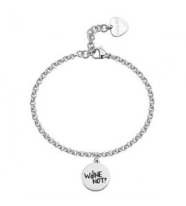 Bracciale Donna Gioielli Sagapò Be My Family in acciaio con Cuore e incisione Wine not sby041
