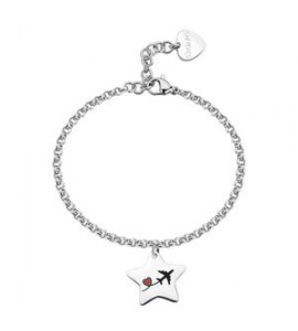 Bracciale Donna Gioielli Sagapò Be My Family in acciaio con Stella e incisione Aereo sby044
