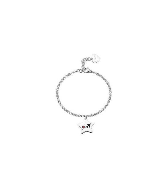 Bracciale Donna Gioielli Sagapò Be My Family in acciaio con Stella e incisione Aereo sby044