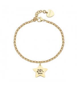 Bracciale Donna Gioielli Sagapò Be My Family in acciaio dorato con Stella e incisione Besties Forever sby033