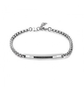 Bracciale Uomo Gioielli Sagapò Proud in acciaio catena e cristalli neri spd17