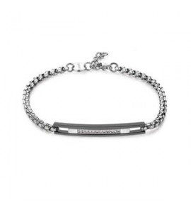 Bracciale Uomo Gioielli Sagapò Proud in acciaio catena e cristalli bianchi spd18