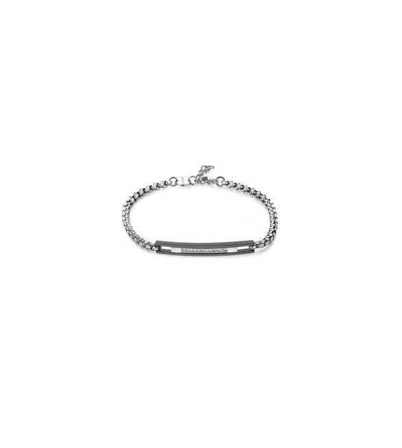 Bracciale Uomo Gioielli Sagapò Proud in acciaio catena e cristalli bianchi spd18